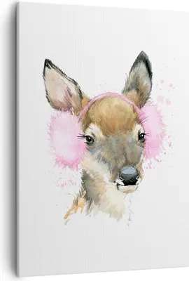 Produktbild von Bild auf Leinwand - Leinwandbild - Einteilig - Hirsch Ohrenschützer Bunt Winter - 50x70cm - Wand Bild - Wandbilder - Leinwanddruck - Wanddekoration - Leinwand bilder - Wandbild - PA50x70-2862