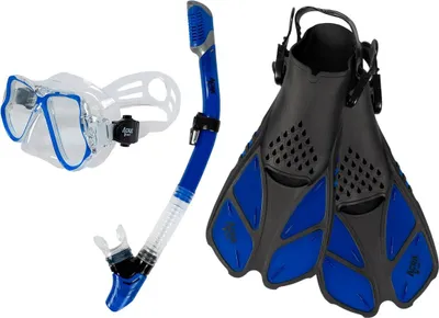 Produktbild von ACRA 3in1 Schnorchelset M6213, blau, Schutzbrille, Schnorchel, Flossen 36-41