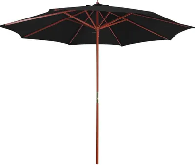 Zdjęcie produktu dla Parasol ogrodowy na drewnianym słupku, 300x258 cm, czarny