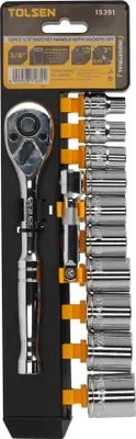 Produktbild von Tolsen Ratschenschlüsselsatz mit Steckschlüsselsatz 3/8" 12-teilig - Maxami