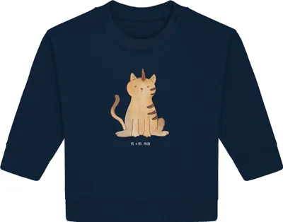 Produktbild von Mr. & Mrs. Panda Organic Baby Pullover Einhorn Katze 24. - 36. Monat - French Navy - Geschenk, Bullover, Mieze, Glitzer, Unicorn, Regenbogen