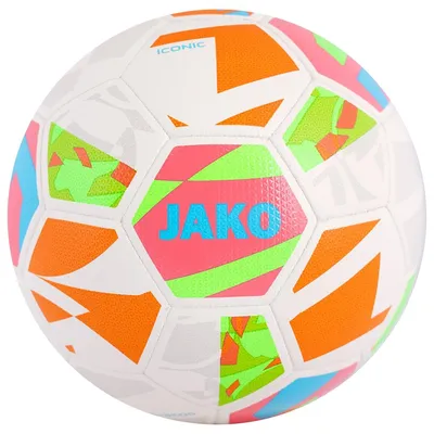 Produktbild von JAKO Jugendball Iconic 5 weiß/coral/neongün. 350g