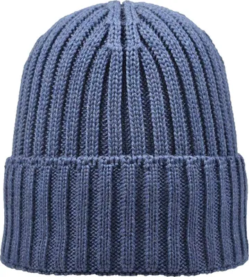 Produktbild von tomBrook Uni Strickmütze mit Umschlag aus Schurwolle mit Innen-Fleece-Fütterung - Wollmütze Wintermütze für Sie und Ihn in Jeans