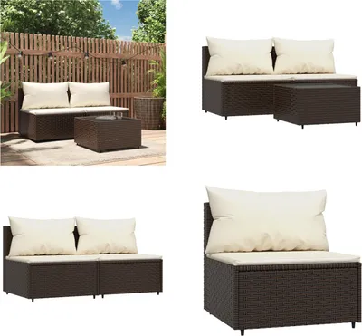 Obrázek produktu pro vidaXL 3 ks zahradní lounge set s polštáři hnědý polyratan - Zahradní lounge set - Zahradní lounge sety - Venkovní lounge set - Lounge set Terasa