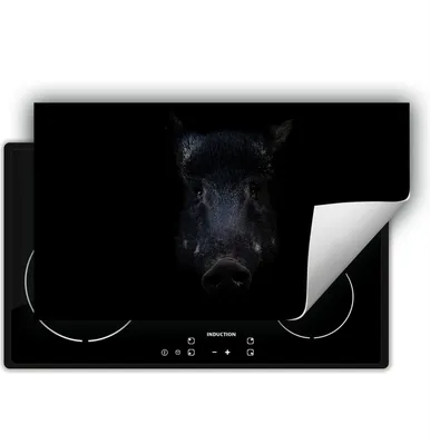 Produktbild von DarHaus Herdabdeckplatte 90x52 cm Anti Rutsch Matte Aufrollbar, schwarz - Wildschwein