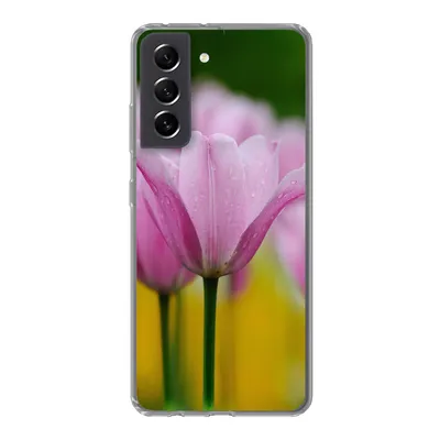 Produktbild von MuchoWow® Handyhülle Schutzhülle Hülle für Samsung Galaxy S21 FE Blumen - Tulpen - Rosa Silikon Softcase Handy Hülle - Mobiltelefonhülle