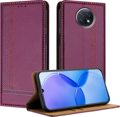 Produktbild von Handyhülle für Xiaomi Redmi Note 9T Leder Flip Klappbare Schutzhülle mit Standfunktion Lila