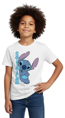 Produktbild von Lilo & Stitch | Stitch Mit Schriftzug Kinder T-Shirt, 110/116 (5-6 Jahre), Weiß
