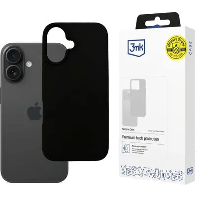 Produktbild von 3MK Silikonhülle iPhone 16 6,1" schwarz/schwarz Schutzhülle