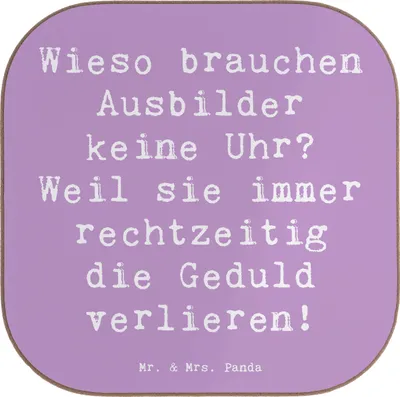 Produktbild von Mr. & Mrs. Panda Tischuntersetzer Spruch Ausbilder Geduld - Lavendeltraum - Geschenk, Lernerfahrung, Berufe, Leidenschaft, Coaster, Geschenke mit Herz, Untersetzer Tasse
