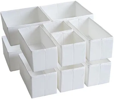 Immagine prodotto di Set di organizer per cassetti, lavabile, bianco, 12 pezzi