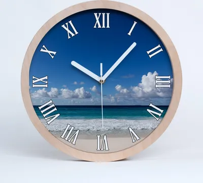 Produktbild von Holzuhr 20fi cm wanduhr - weiße Spitzen - seychelles Strand