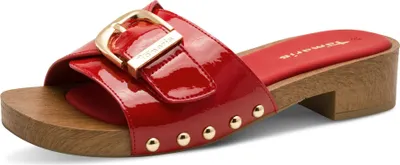 Produktbild von Tamaris Damen Pantolette Clog mit Sohle in Holzoptik und Nieten 1-27315-46, Größe:42 EU, Farbe:Rot