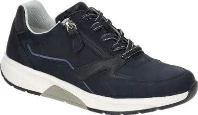 Produktbild von Gabor Comfort 66878-36 Rollingsoft Schnürer, Sneaker, Damen, Leder, Dunkelblau - Damenschuhe Bequeme Schnürschuhe, Blau, leder (nubuk/pepe argento)