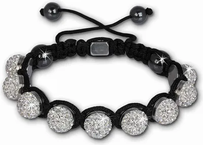 Produktbild von Shamballa Armband original Sterlinx mit 9 weißen Glitzerkugeln SHS90W