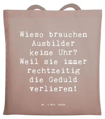 Produktbild von Mr. & Mrs. Panda Tote Bag Spruch Ausbilder Geduld - Braun Pastell - Geschenk, Lernen, personalisierte Geschenke, Laptoptasche, Uni Tasche, Ausbildung, Fähigkeiten, Lehrer