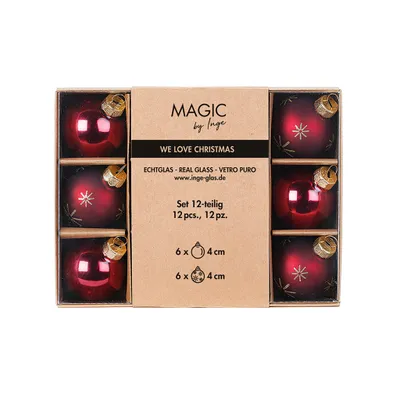 Produktbild von Weihnachtskugeln Glas 4cm Schneeflocken Motiv 12er Set Smooth Port