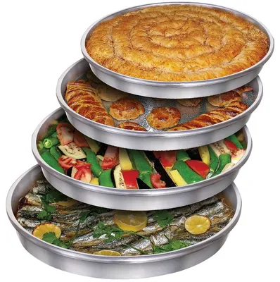 Produktbild von Backofenblech Aluminium 4er-Set Ofen Backblech Induktion Rund Blech Hoffmanns