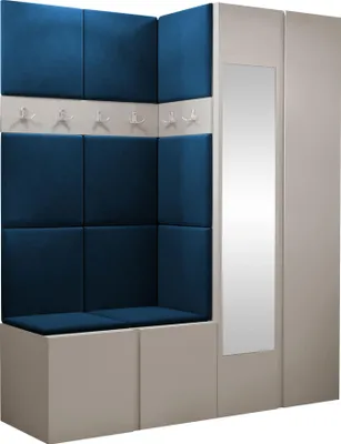 Produktbild von MIRJAN24 Garderoben-Set Orion XII, Garderobe mit Sitzbank mit 11 x Wandpanel 42x42 (Farbe: Cashmere, Manila 26)