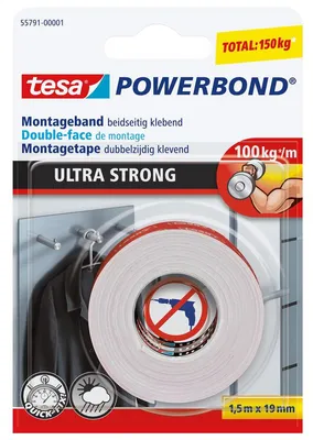 Productafbeelding van tesa® 55791-00001-00 Montageband Powerbond® - 19 mm x 1,5 m, extra sterk