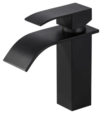 Immagine prodotto di Miscelatore per lavabo a cascata, nero, in acciaio inossidabile, monocomando, altezza del beccuccio: 98 mm
