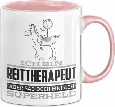 Produktbild von Reittherapeut Geschenk Tasse Ich Bin Reittherapeut Aber Sag Doch Einfach Superheld Lustige Geschenkdiee für Reittherapeut Kaffee-Becher (Rosa)