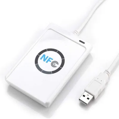Productafbeelding van NFC Reader Writer ACR122U ISO 14443A/B, Contactloze IC Kaart Lezer en Schrijver, 424Kbps Snelheid, Wit, Compatibel met PC, Ideaal voor N