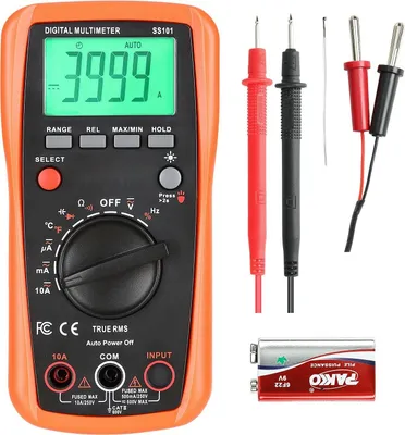 Image de Multimètre numérique - TRMS Sélection automatique de gamme 4000 valeurs de comptage - Tension et courant DC/AC - Résistance et capacité - Mesure de température - Diodes et continuité - Rapport cyclique