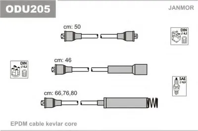 Produktbild von JANMOR ODU205 Zündkabelsatz Zündleitungssatz für OPEL Kadett E CC (T85) Vectra A Limousine (J89) Ascona C Limousine (J82) KADETT D (31-34, 41-44)