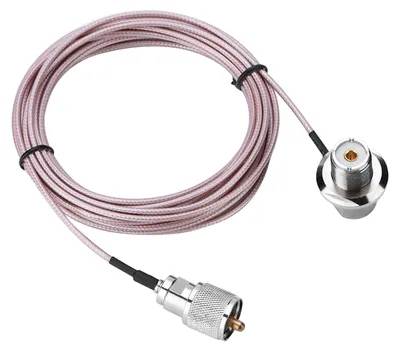 Zdjęcie produktu dla Kabel koncentryczny o długości 5 m (16 stóp) z adapterem UHF PL-259 (wtyk–gniazdo) do anteny radiostacji przenośnej