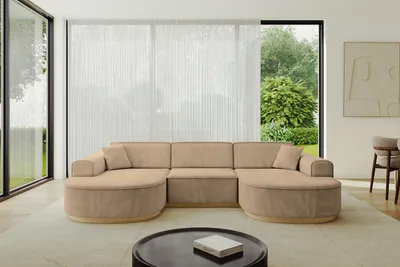 Produktbild von ALTDECOR Ecksofa in U-Form MARI-U1-v2 - 303x171x83 cm Beige - Corner Sofa Bett Eckcouch Couch L-Form Wohnlandschaft Cauchsofa