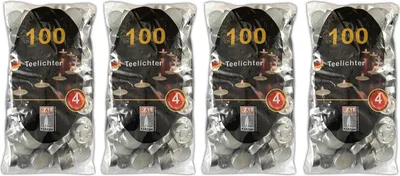 Produktbild von 400 Stück Teelichter 4 Stunden Brenndauer Kerze Windlicht weiß Teelicht Paraffin ohne Duft