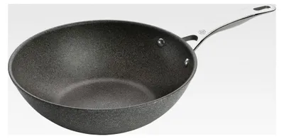 Produktbild von Wokpfanne aus Aluminium, 30 cm, Antihaftbeschichtung, für alle Herdarten, Grau, Steinoptik