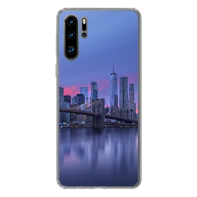 Produktbild von MuchoWow® Handyhülle Schutzhülle Hülle für Huawei P30 Pro New York hinter der Brooklyn Bridge Silikon Softcase Handy Hülle - Schutzdeckel