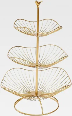 Produktbild von Obst Etagere 3 Stöckig Dekorativer Obstkorb Früchtekorb für Küche & Wohnzimmer,Obsttellergröße: 20cm,25 cm,31cm (Gold)