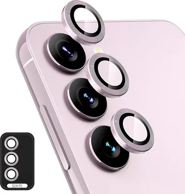 Image de Pour Samsung Galaxy S24 FE 5G : anneau en aluminium pour appareil photo + verre trempé H9 rose