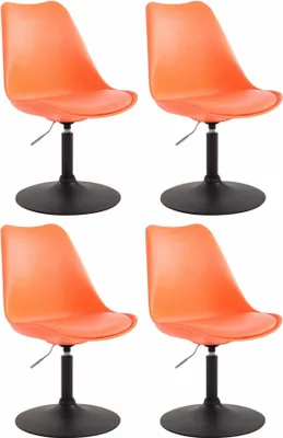 Produktbild von CLP 4er Set Esszimmerstühle Maverick Kunststoff drehbar und stufenlos verstellbar orange Gestell Farbe schwarz
