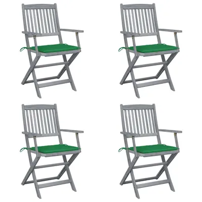 Produktbild von Klappbare Gartenstühle 4 Stk. mit Sitzkissen Massivholz Akazie