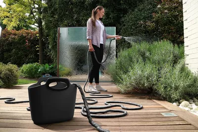 Produktbild von Famanu Schlauchset 25 m selbstaufrollend - Dunkelgrau