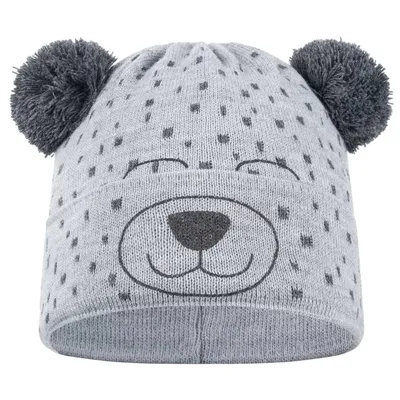 Produktbild von Jungen Wintermütze Kindermütze Strickmütze Bommelmütze, Hellgrau