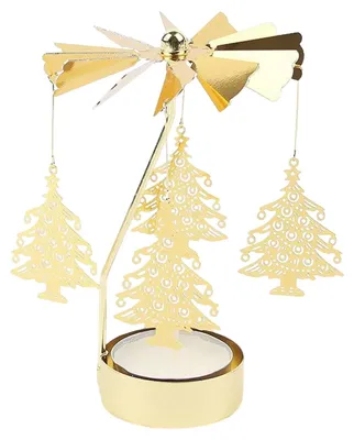 Roterender Kerzenhalter Weihnachtsbaum-Design, Gold, Metall, 13 x 8 cm, 1 Stück