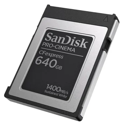 Produktbild von SanDisk PRO-CINEMA CFexpress - 640GB, CFexpress, 1700 MB/s, 1500 MB/s, Schwarz | SDCFEC-640G-GN4NN
