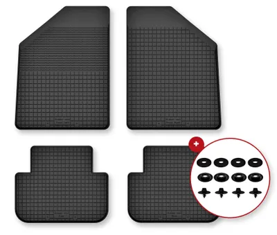 Image de Tapis de sol en caoutchouc pour Dodge Durango II 2002-2010 (SUV) – 4 pièces, noirs, semi-universel, adapté