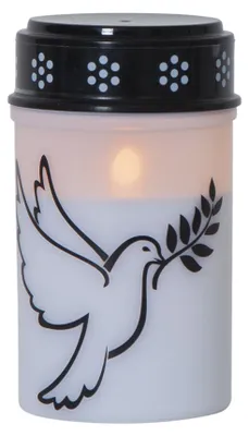Produktbild von Star Trading LED Kerze Grabkerze weiß Taube 6/18h Timer 7x12cm bis 2500h