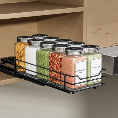 Image de Étagère à épices extensible Noir pour armoire Organiseur
