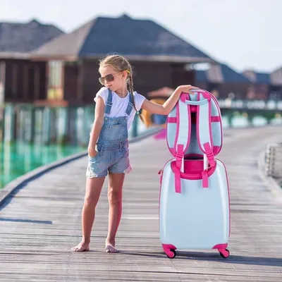 Produktbild von Kinderkoffer und Rucksack-Trolley – Hellblau – ABS – Handgepäck – Set für junge Reisende