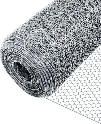 Produktbild von VOUNOT® Drahtzaun Sechskantgeflecht, Maschendrahtzaun, 1x50m, Maschenweite 13mm, Verzinkt Silber
