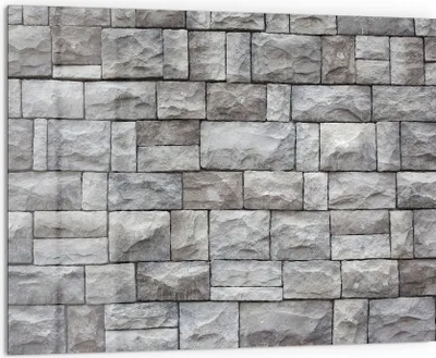Produktbild von DEQORI Küchenrückwand Glas 80x60 cm 'Unebene Ziegelwand' Spritzschutz Bad Rückwand
