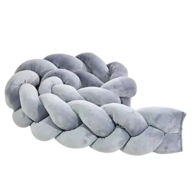 Produktbild von LuMali Bettschlange Baby Grau 210x18x12 cm , Bettkantenschutz, Bettschlange Geflochten, Babybett Umrandungen