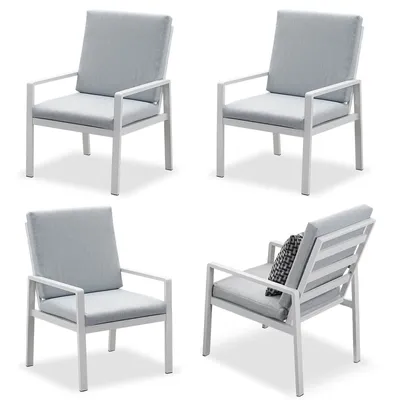 Produktbild von MEXO Gartenlounge-Set Gartenmöbel Set Aluminium Gartenlounge Set Esszimmerstühle wetterfester Gartenstuhl Balkonstuhl（4-tlg）
